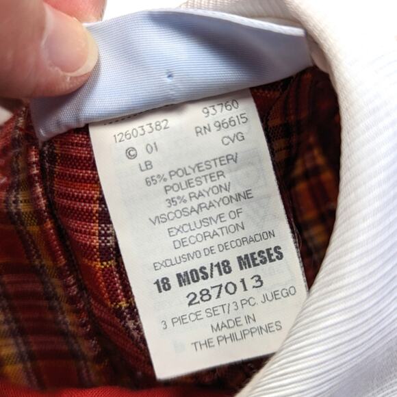 Vintage A Little Angel Dress Girls Size 18m Red Plaid Smocked Peter Pan Collar - Picture 5 of 6